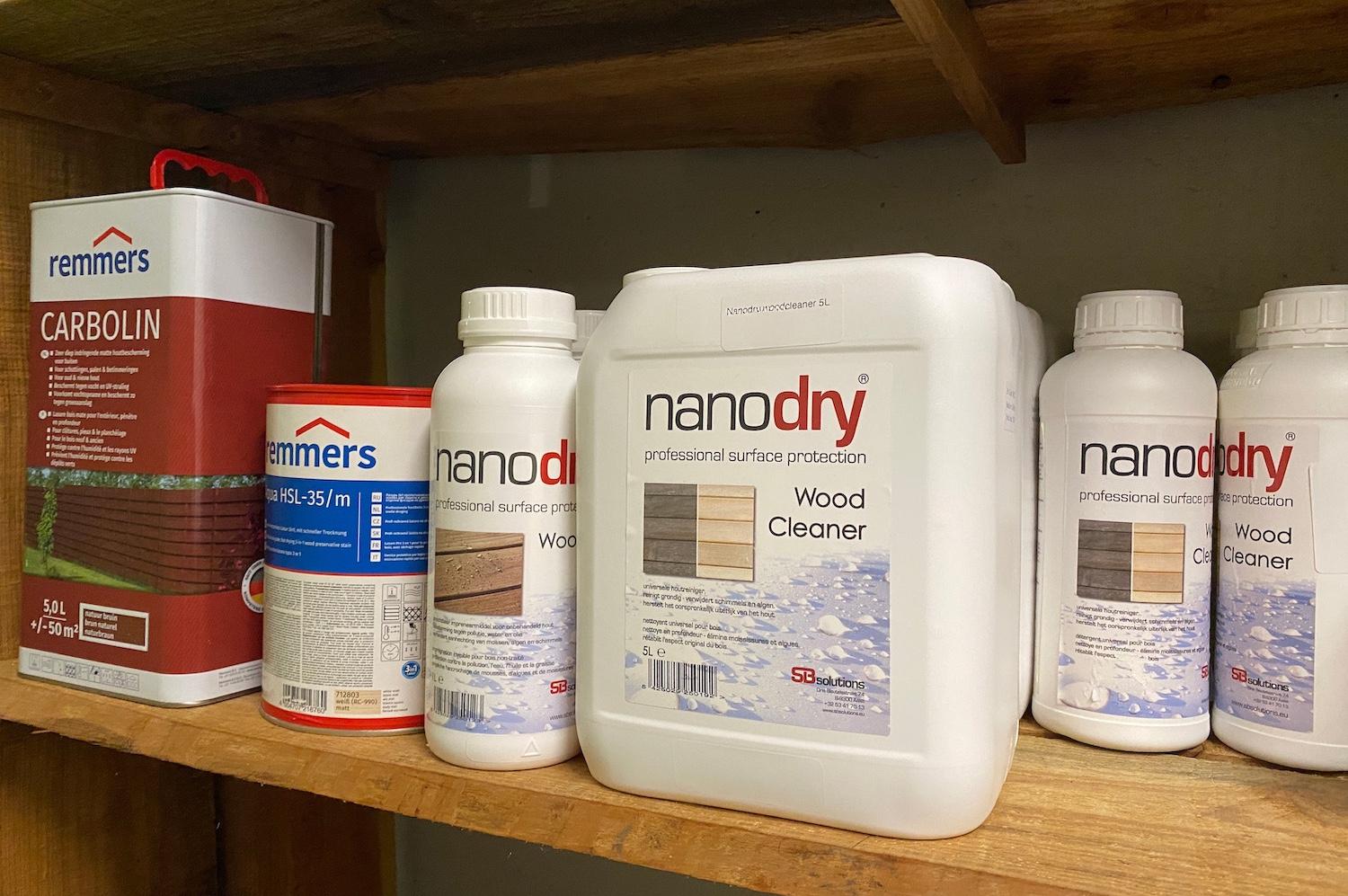 Onderhoudsproducten Onderhoud, onderhoudsproducten. Nanodry, remmers, nanotechniek. Houtreiniger.